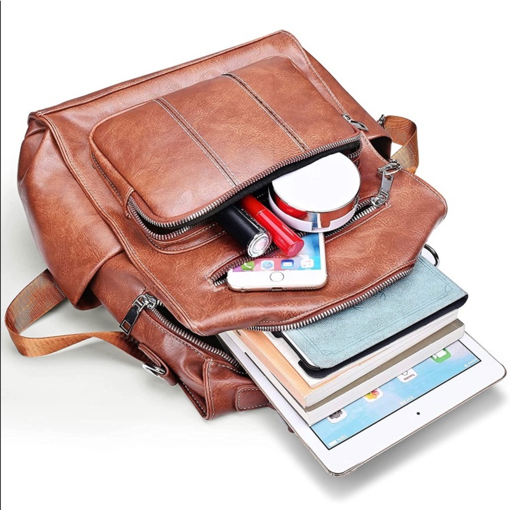 Black Leather Convertible Backpack Purse